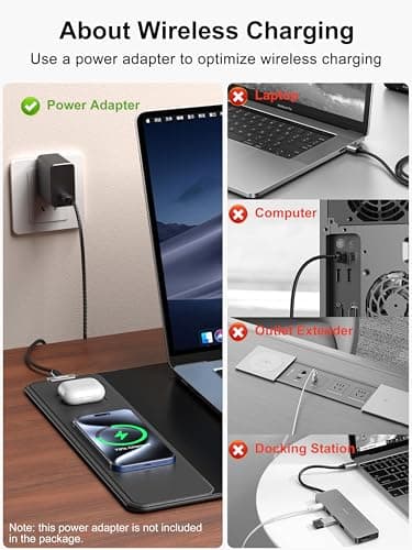 TopMade Wireless Charging Mouse Pad, Waterproof Gaming Mousepad with Ultra-Smooth Surface, Non-Slip Base, 31.5"x15.75" XXL Large Desk Pad, Classic Black Computer Desk Mat for MacBook, PC, Laptop - Image 7