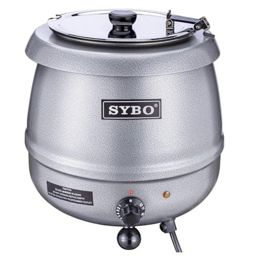 SYBO SB-6000-2G Commercial Grade Soup Kettle with Hinged Lid and Detachable Stainless Steel Insert Pot for Restaurant and Big Family, 10.5 Quarts, Silver - Image 1