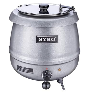 SYBO SB-6000-2G Commercial Grade Soup Kettle with Hinged Lid and Detachable Stainless Steel Insert Pot for Restaurant and Big Family, 10.5 Quarts, Silver - Image 1