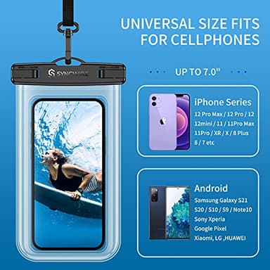 SYNCWIRE Waterproof Phone Pouch [2-Pack] - Universal IPX8 Waterproof Phone Case Dry Bag with Lanyard Compatible with iPhone 15/14/13/12/11 Pro XS MAX XR X Samsung S23 S22 S20+ and More Up to 7 Inches - Image 5