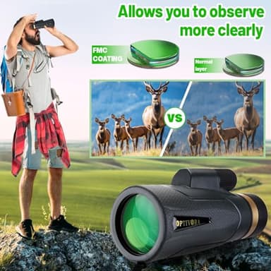 OPTIVORA Monoculars for Adults High Powered,14x60 Monoscope for Adults High Powered,Monocular Telescope with Smartphone Adapter and Tripod Mount,Monoscope Suitable Birdwatching Concert, etc. - Image 3