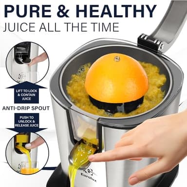 Eurolux Electric Citrus Juicer Power Pro - With 300 Watts of Power, The Most Powerful Juicer, For Easy Smooth Juicing Experience | New Updated Design - Image 3