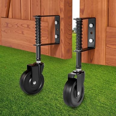 DURIGID 4” Spring Loaded Gate Caster Heavy Duty Gate Wheels for Wooden, Vinyl and Metal Gates, Gate Wheel with 360° Swivel, Ideal for Outdoor Fence Gates, 200 Lbs Capacity, 2 Pcs, Black - Image 1