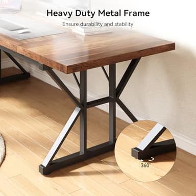 LITTLE TREE 70.8-Inch Office Desk, Wooden Executive Office Desk, Modern Work Desk, Large Farmhouse Writing Table Computer Desk for Home, Brown-Black - Image 8