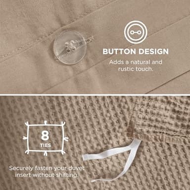 Bedsure Cotton Duvet Cover Queen - 100% Cotton Waffle Weave Warm Sand Duvet Cover Queen Size, GentleSoft™ and Breathable Bedding Set for All Season, 3 Pieces, 90"x90" - Image 7