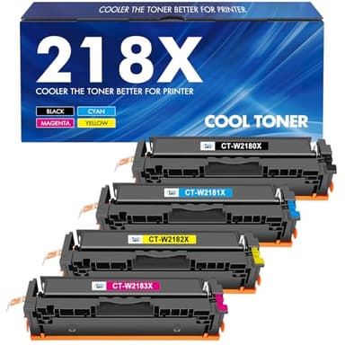 218X 218A Toner Cartridges 4 Pack 3201dw Compatible Replacement for HP 218X 218A Color Laserjet Pro MFP 3301fdw 3301cdw 3201dw 3301sdw Printer High Yield Ink Set W2180X (Black Cyan Yellow Magenta) - Image 1