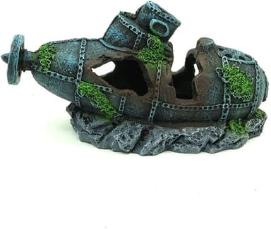 Fish Tank Decoration Sunken Shipwreck Aquarium Decorations Resin Submarine Fish Cave Hideout for Betta Pirate Ship Decorations Sunken Ship Ornament Fish Tank Accessories - Image 1