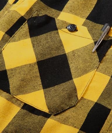 ZITY Men's Flannel Hoodie Shirts Casual Button Down Plaid Shirt Jackets for Men Long Sleeve Stylish Hooded with Pocket Yellow Medium - Image 4