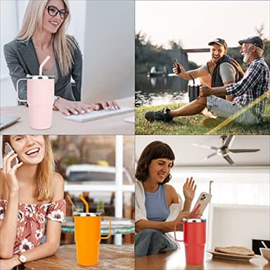 Sursip 24 oz Tumbler with Handle and Straw Lid, Double Wall Vacuum Stainless Steel Insulated Coffee Cup with 2 Lids, For Cold/Hot Drinks, Leak Proof, BPA-Free, Dishwasher Safe(Navy-1 Pack) - Image 5