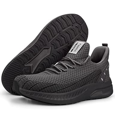 Feethit Mens Slip On Walking Shoes Blade Tennis Shoes Non Slip Running Shoes Lightweight Workout Shoes Breathable Mesh Fashion Sneakers Dark Grey Size 10.5 - Image 5