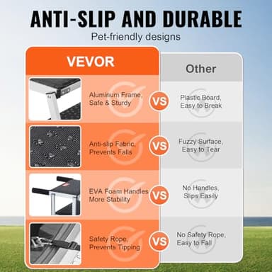 VEVOR Dog Stairs for Car, Wide 5-Step Dog Car Steps, Folding Dog Car Ramp with Nonslip Surface, Portable Pet Steps Lightweight Aluminum for Car, SUV and Truck, Supports up to 150 lbs - Image 5