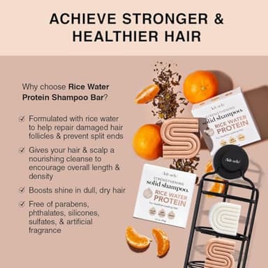 Kitsch Rice Water Protein Solid Shampoo and Conditioner Set for Hair Growth – Strengthening Hair Care Duo w/Rice Protein & Vitamins for Damage Repair – Paraben, Sulfate & Silicone Free, Made in USA - Image 5