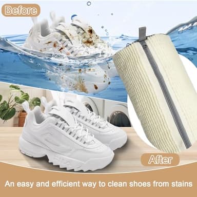 Aokna 2 Pack Shoe Washing Machine Bags, Shoe Washing Bag for Washer and Dryer, Reusable Laundry Shoe Bag with Sturdy Zipper, Roomy Shoe Cleaning Bag for All Shoes Types and Sizes (Off White) - Image 5