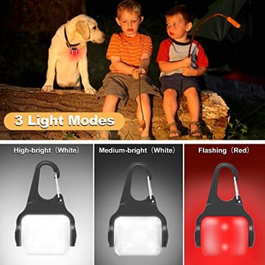 Clip-on USB-C Rechargeable Night Walking Dog Collar Light - 3 Modes, IP65 Waterproof, LED Safety Light for Running, Camping, Climbing, Bike - 2 Pack - Image 2