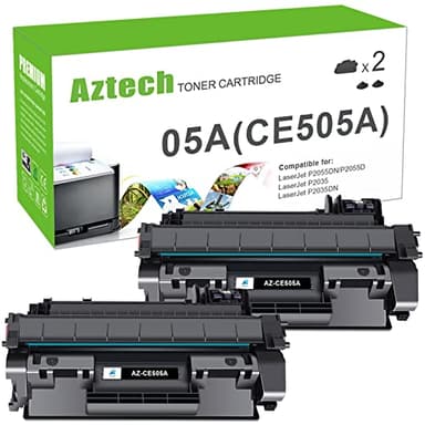 Aztech Compatible Toner Cartridge Replacement for HP CE505A 05A for HP P2035 P2035N P2055DN 2055DN 2035N P2030 P2050 P2055D P2055X 2055D 2055X Printer (Black 2-Pack) - Image 1