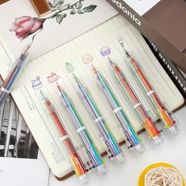 24 Pack Multicolor Pen 0.5mm 6-in-1 Multicolor Ballpoint Retractable Colored Pens for School Office Supplies Birthday Party Favors for Kids Students Christmas Gift Stocking Stuffers for Teachers - Image 4