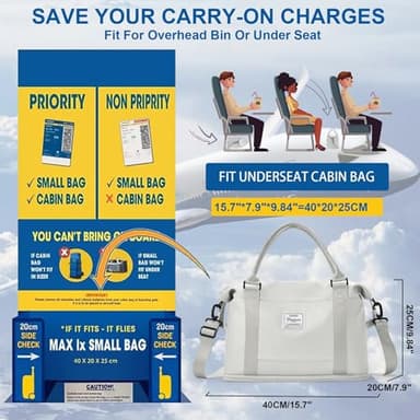 Spirit Airlines Personal Item Bag 18x14x8 Foldie Travel Duffel Bag Expandable Gym Sport Foldable Waterproof Weekender Carry On Overnight Luggage Weekend Bags Airplanes Women Men Eessentials,LightGrey - Image 3