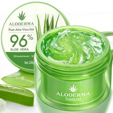 Aloderma Organic Aloe Vera Gel for Face & Body, 96% Pure Aloe Gel Made within 12 Hours of Harvest, Ideal for Skin, Scalp, & Hair Hydration, Calming Moisturizer for Soothing After Sun Care, 7.05oz - Image 2