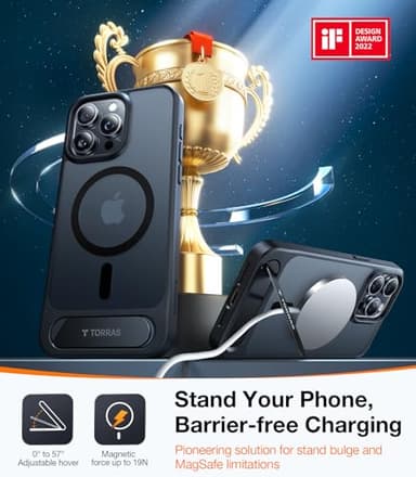 TORRAS for iPhone 13 Pro Max Case Translucent Black | Strong Magnetic & Seamless Stand, Fit for MagSafe, Military-Grade Drop Protection, Sturdy Adjustable Built-in Kickstand, Slim Matte Finish - Image 9