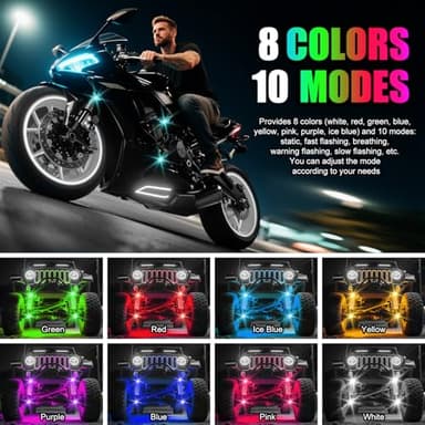 Wireless LED Lights for Car, Wireless Rock Lights with 8 Colors 10 Modes,Led Strobe Warning Light, Motorcycles, Boats, Camping, Bikes, Drones，Design in USA (4pcs Black) - Image 4