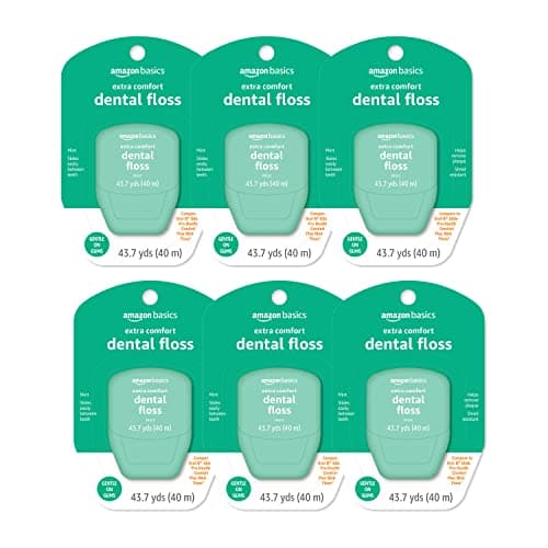 Amazon Basics Extra Comfort Mint Dental Floss, 40 m (Pack of 6) - Image 1