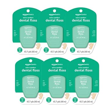Amazon Basics Extra Comfort Mint Dental Floss, 40 m (Pack of 6) - Image 1