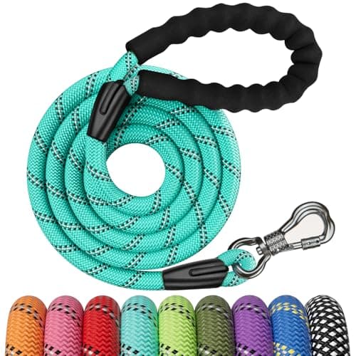 NTR 8FT Heavy Duty Pink Rope Dog Leash with Swivel Lockable Hook and Comfortable Padded Handle for Small to Large Dogs - Training, Playing, Camping, or Backyard - Image 1