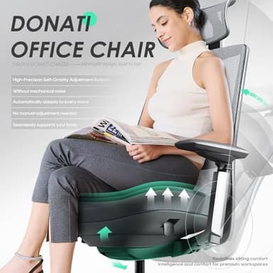 COLAMY Ergonomic Office Chair, High Back Computer Executive Desk Chair with Lumbar Support, Adjustable Headrest and 4D Arms, Slide Seat-BlackGrey - Image 4