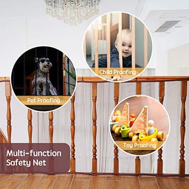 Banister Guard for Baby - 15ft x 3ft, Child Safety Net, Rail Balcony Banister Stair Mesh for Kids, Toys, Pets - Dark Brown… - Image 2