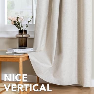 H.VERSAILTEX Linen Curtains 100% Blackout Curtains for Bedroom 63 inch Long Full Light Blocking Nature Linen Blended Window Curtains for Living Room Nickel Grommet (2 Panels, Heathered Natural) - Image 7
