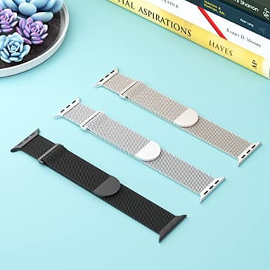 STEEZRD 3 Pack Mesh Metal Apple Watch Bands, 38mm-45mm, Stainless Steel Magnetic Loop Band Replacement for Ultra 2 iWatch Series 9/8/SE/7/6/5/4/3/2/1 - Image 2
