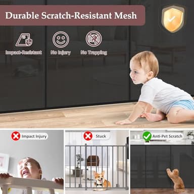 Reinforced 41" Extra Tall Pet Gate, 200" Retractable Baby Gates Extra Wide Retractable Dog Gate with Support Rods, Indoor Extra Long Baby Gate Retractable Fence Outdoor Garage Gates for Dogs, Black - Image 6