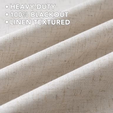 H.VERSAILTEX Linen Curtains 100% Blackout Curtains for Bedroom 63 inch Long Full Light Blocking Nature Linen Blended Window Curtains for Living Room Nickel Grommet (2 Panels, Heathered Natural) - Image 5