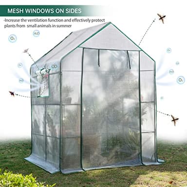 Greenhouses for Outdoors,Portable Walk in Greenhouse for Garden Plants That Need Frost Protection and Away from Pests,Animals(56"x55"x78")-White - Image 3
