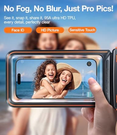 TORRAS IPX8 Waterproof Phone Pouch Floating, Underwater Screen Touchable, Water Proof Case with Lanyard for iPhone 16 Pro Max 15 S25, Cellphone Dry Bag Cruise Essentials 7.0 inch, Black - Image 5