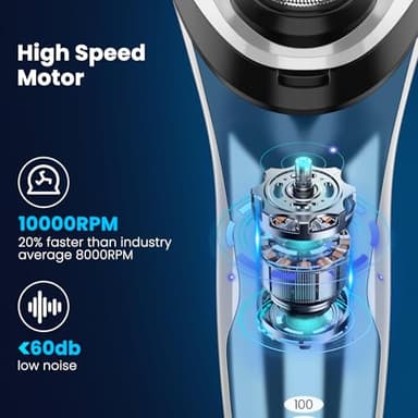 SweetLF Electric Razor for Men with Pop-Up Trimmer, IPX7 Waterproof Electric Shaver, Rechargeable Cordless Shavers for Men, Type-C, 120Mins Runtime, Plug & Play, Blue - Image 2