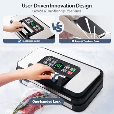 95Kpa Powerful Precision Pro Vacuum Sealer with Double Heat Seal & Double Pump, Easy-Lock Handle, 10-in-1 Vacuum Sealer Machine for Food with Bags Storage, Built-in Cutter, Green - Image 8