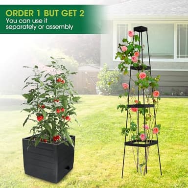 MQFORU Raised Garden Bed Planter Boxes with Trellis, 57" Self-Watering Tomato Planter Boxes with Trellis for Climbing Vegetable and Plants, Tomato Cage for Indoor Outdoor Use - Image 2