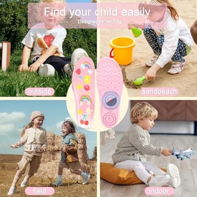 RFUNGUANGO Insoles for Airtag Hidden Holder, Tracker Devise Case for Kids, Comfortable Inserts for Shoes，Pink Rainbow (Pink, 6.89-7.48IN 10 Toddler-12.5 Toddler) - Image 4