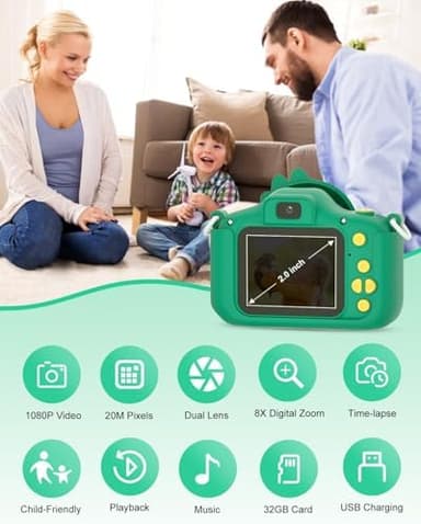 Kids Camera for 3-12 Years Old Toddlers Childrens Birthday Graduation Gifts Selfie Digital Toy Camera with 32GB SD Card for 4 5 6 7 8 9 10 11 Boys Girls - Image 4