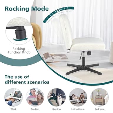 OLIXIS Criss Cross Chairs Legged Armless No Wheels Wide Seat Height Adjustable Swivel Rolling Padded Furry Cute Home Office Desk Seating for Bedroom, Student, Study Room - Image 6