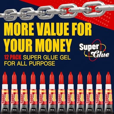 3 Gram (Pack of 12) Single use Super Glue Gel, Super Fast, Thick & Strong Adhesive Superglue, Cyanoacrylate Glue for Hard Plastics, DIY Craft, Ceramics, Frame, Leather, Metal Etc - Image 8