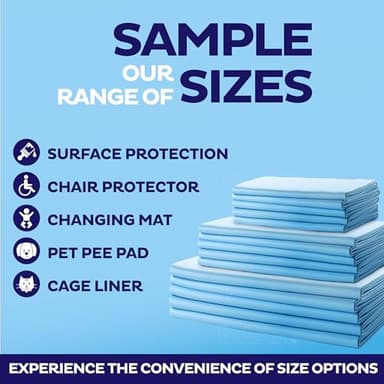 Chucks Pads Variety Pack - 3 Sizes - (17X24", 23X36", 30X36") - 15 Disposable Underpads - The Right Size for Every Need - Make Traveling Easy - Sample Our Range of Sizes or Pack Them for Your Trip! - Image 3