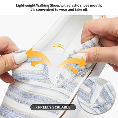 Women's Slip on Shoes Low Top Canvas Sneakers Loafers Non Slip Fashion Casual Low Cut Shoes(Light Blue Stripes.US8.5)… - Image 4