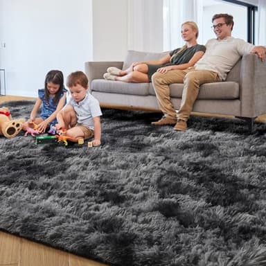 PAGISOFE Area Rugs 9x12 Living Room, Machine Washable Dark Grey Shag Rugs for Bedroom, Extra Large Thick Gray Fluffy Nursery Carpet Boys Girls Dorm Pastel Rugs for Kids Room Home Decor Aesthetic - Image 6