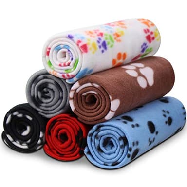 Comsmart Dog Blankets for Small Dogs, 6 Pack Puppy Blanket Cute Paw Print Pet Blanket for Dog, Puppy, Cat, Kitten, 24x28 inches - Image 1