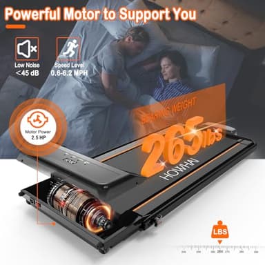 HOWHAI Treadmill, Walking Pad, Treadmills for Home Foldable with Handle Bar, 6.2 MPH Running Treadmill with Remote Control and LED Display, Running Machine for Home Office Use (300lbs Capacity) - Image 4