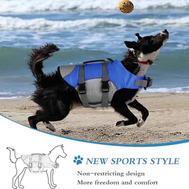 Dogcheer Dog Life Jacket, Reflective Dog Life Vest for Swimming Boating, Adjustable Puppy Swim Vest Ripstop Pet PFD Flotation Vest Preserver Small Medium Large Dogs - Blue Gray XS - Image 2