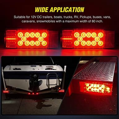 Nilight TL-20 2PCS Submersible Kit Low Profile Rectangular LED Stop Tail Turn Signal Side Marker Light on 12V RV Pickup Trucks Marine Boats Trailers, 2 Years Warranty,Red, White, Black - Image 8