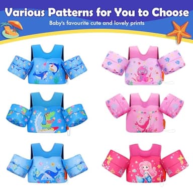 MoKo Toddler Swim Vest - Cute Toddler Floaties with Emergency Whistle for Kids 22-66 lbs Water Wings Arm Band Floaties Swim Training Equipment for Beach Swimming Pool Sea, Blue Squirting Whale - Image 6